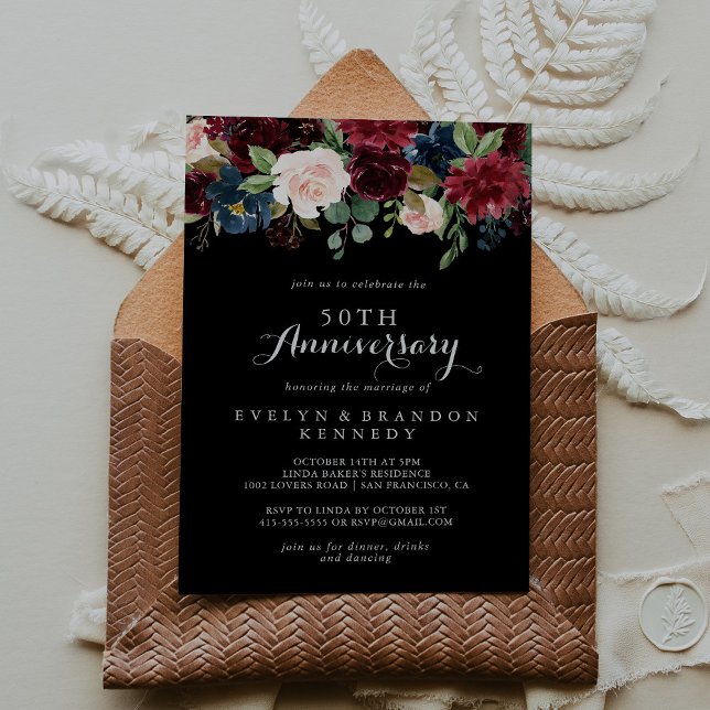 Invitación Aniversario del 50° Boda del Negro Rústico (Subido por el creador)