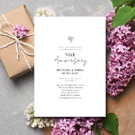 Invitación Aniversario del 50° Boda minimalista blanco y negr