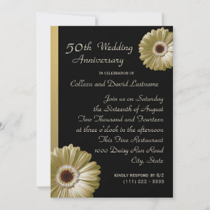 Invitación Aniversario del 50 de la Dorada Gerbera Daisy