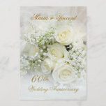 Invitación Aniversario del 60° Aniversario de las Rosas Blanc<br><div class="desc">Magníficas rosas blancas y la respiración del bebé 50° aniversario Boda Invitación. A continuación se muestra el franqueo correspondiente:</div>
