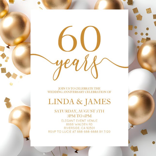 Invitación Aniversario del 60° Boda de Champagne minimalista (Subido por el creador)