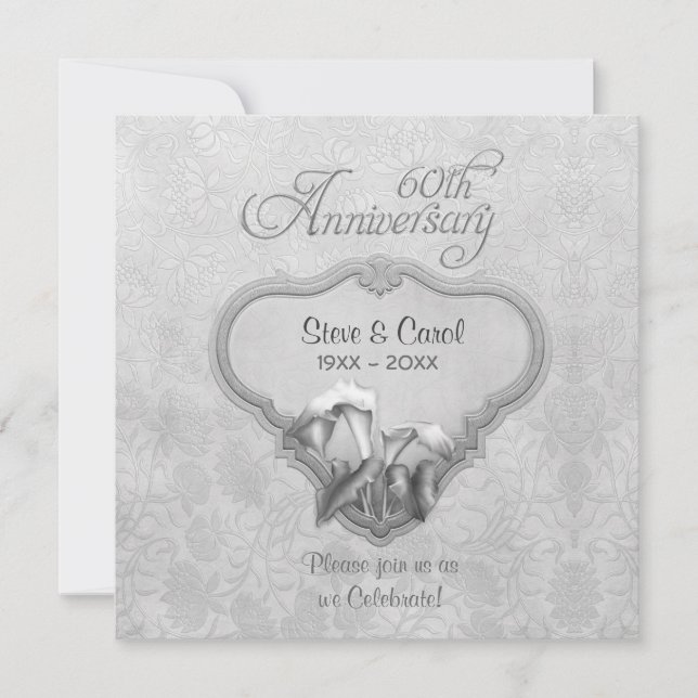 Invitación Aniversario del 60° Boda de Silver Calla (Anverso)