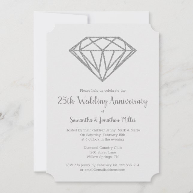 Invitación Aniversario del 60° Boda del Diamante (Anverso)