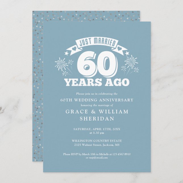 Invitación Aniversario del 60° Boda recién casado (Anverso / Reverso)