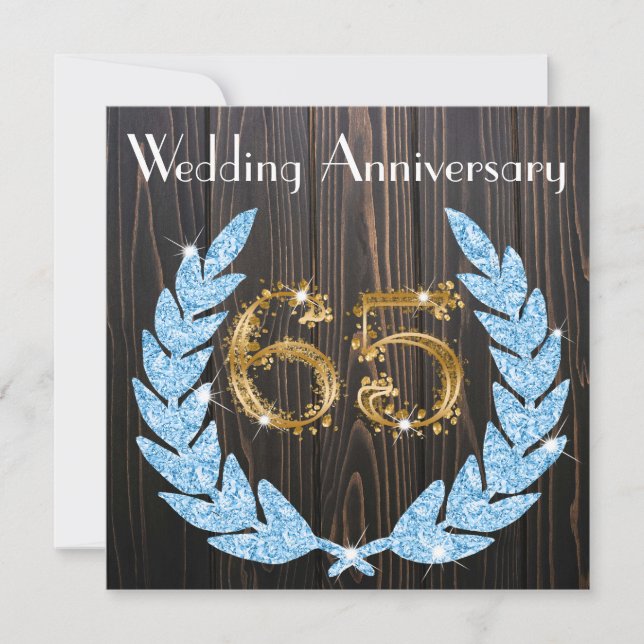 Invitación Aniversario del 65° Boda de Sapphire Laurel Gold (Anverso)