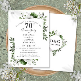 Invitación Aniversario del 70° Boda de la vegetación platinin