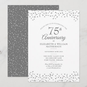 Invitación Aniversario del 75° Boda del amor Corazones Confet