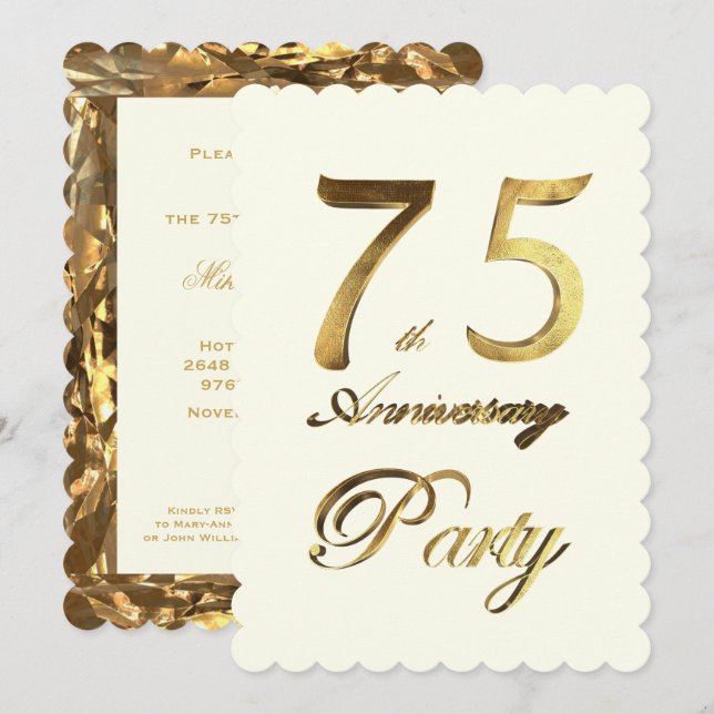Invitación Aniversario del 75 de Aniversario del Oro Marfil E (Anverso / Reverso)