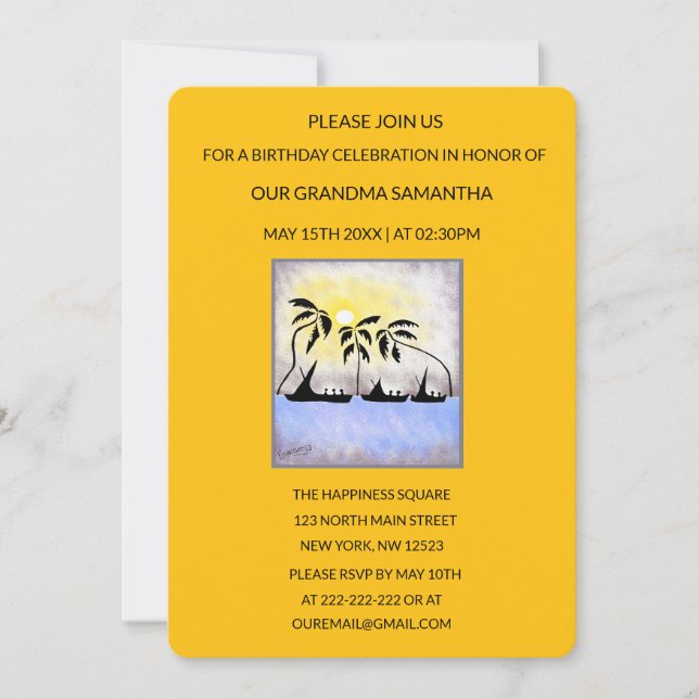 Invitación Aniversario del Amanecer del verano tropical cúbic (Anverso)