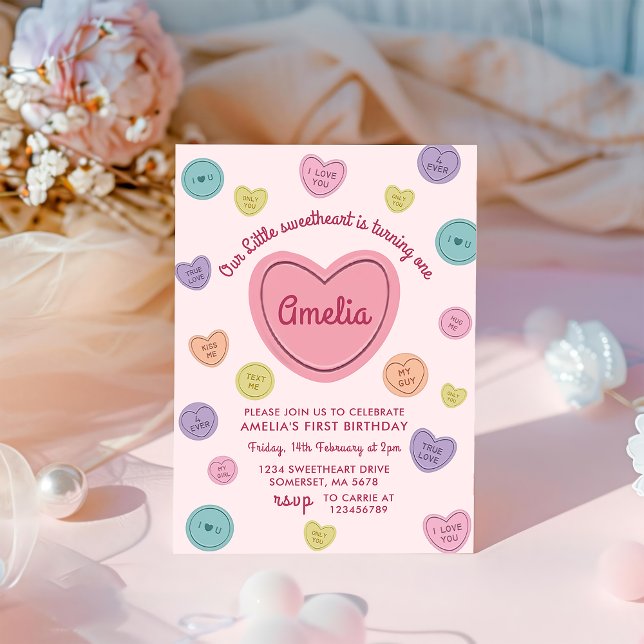 Invitación Aniversario del amor rosado Candy Valentine (Subido por el creador)