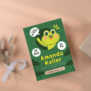 Invitación Aniversario del Árbol Verde Froggy