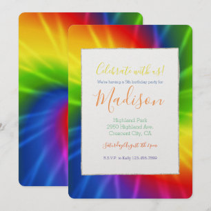 Invitación Aniversario del Arcoiris de Tie Dye