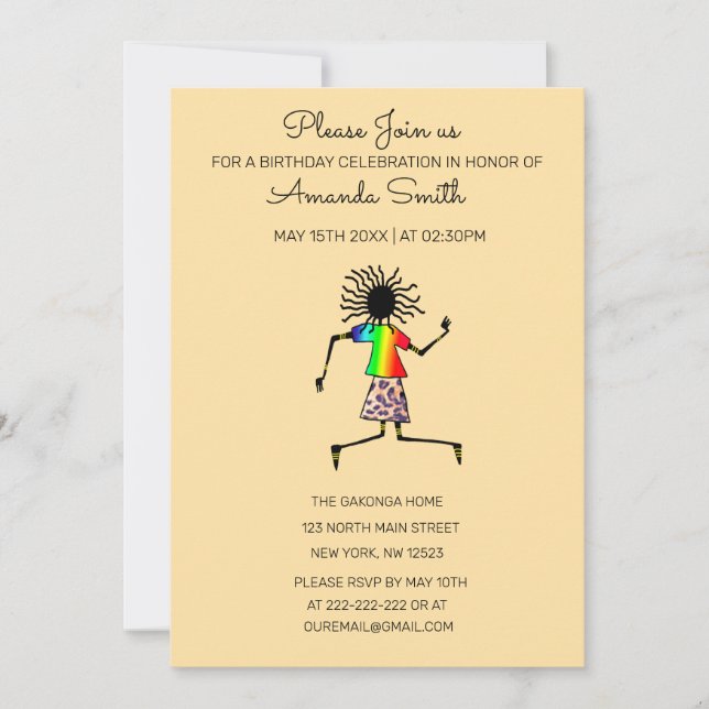 Invitación Aniversario del arte africano, la danza y el amor (Anverso)