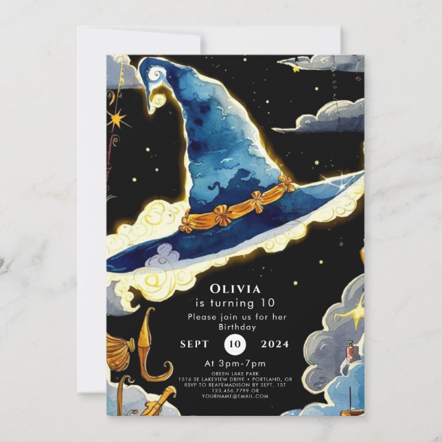 Invitación Aniversario del Asistente Mágico Simple para Niños (Anverso)