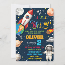 Invitación Aniversario del Astronauta de Planetas de Cohetes 