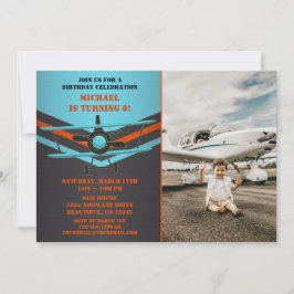 Invitación Aniversario del avión azul, Naranja