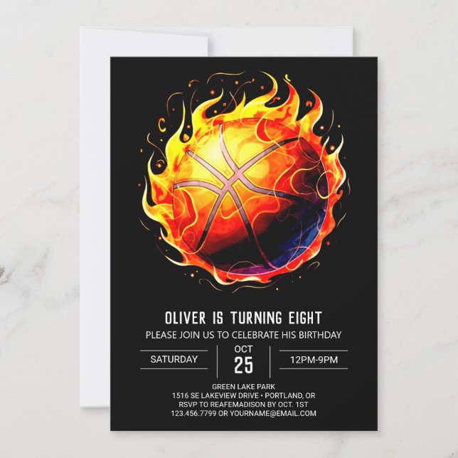 Invitación Aniversario del baloncesto imprimible encantado (Anverso)