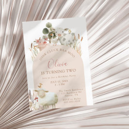 Invitación Aniversario del Barnyard Baa Moo de Oink Cluck