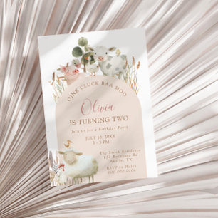 Invitación Aniversario del Barnyard Baa Moo de Oink Cluck