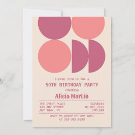 Invitación Aniversario del Beige Geométrico Retro Moderno del