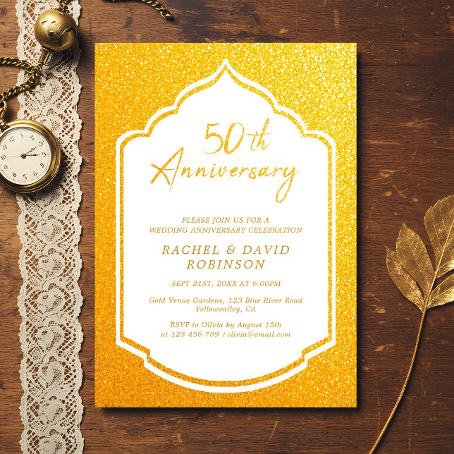 Invitación Aniversario del Boda 50 de lujo de Oro (Subido por el creador)