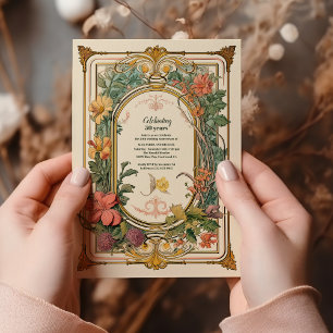Invitación Aniversario del Boda Art Nouveau floral vintage