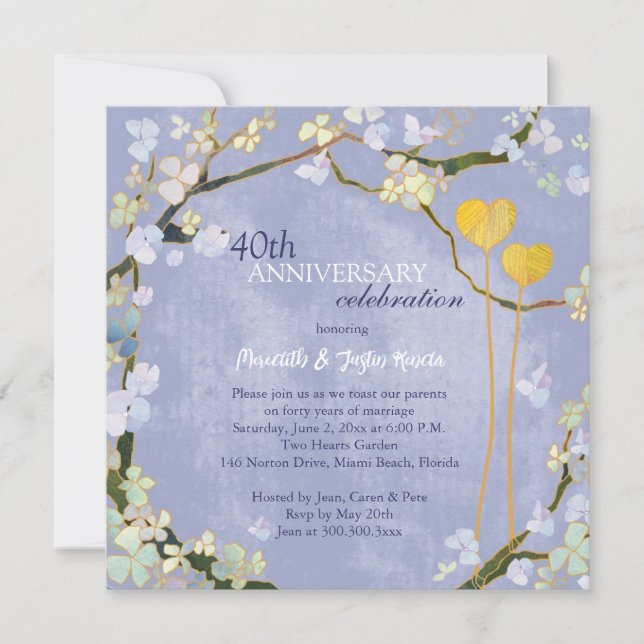 Invitación Aniversario del Boda azul en polvo ruso (Anverso)