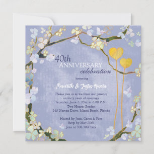 Invitación Aniversario del Boda azul en polvo ruso