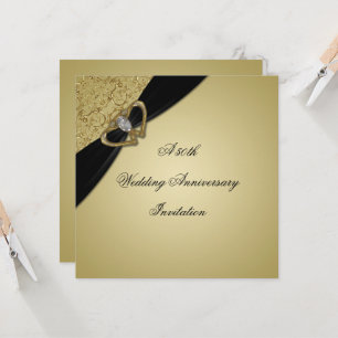 Invitación Aniversario del Boda Black 50 de Oro