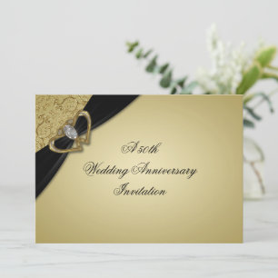 Invitación Aniversario del Boda Black 50 de Oro