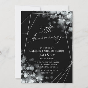 Invitación Aniversario del Boda Black & Silver 50