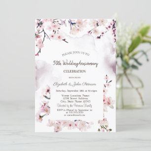 Invitación Aniversario del Boda Cherry Blossom