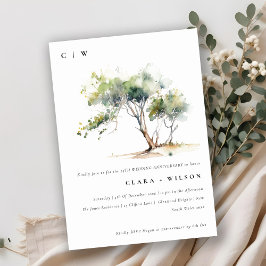 Invitación Aniversario del Boda de Árbol de acuarela simple m