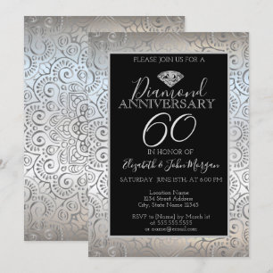 Invitación Aniversario del Boda de diamantes de Silver Mandal