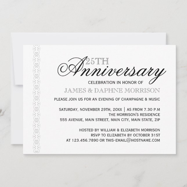 Invitación Aniversario del Boda de Elegancia Simple (Anverso)