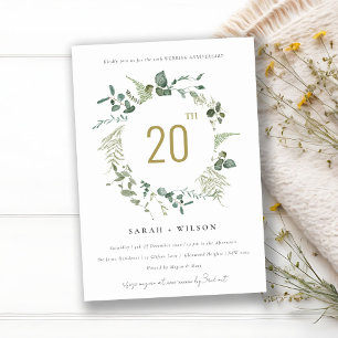 Invitación Aniversario del Boda de Eucalyptus Wreath Botánico