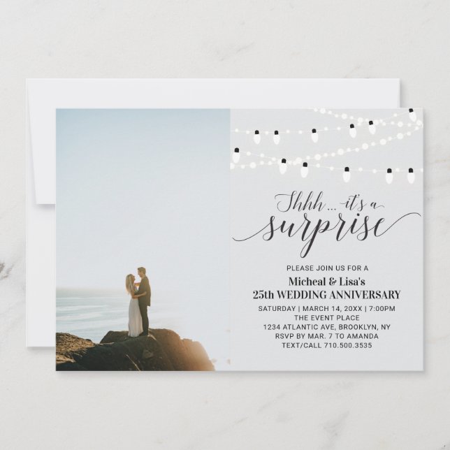 Invitación Aniversario del Boda de fotografía Plata / Gris 25 (Anverso)