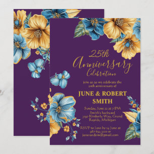 Invitación Aniversario del boda de Golden Blue