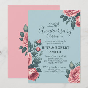 Invitación Aniversario del boda de Golden Blue