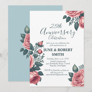 Invitación Aniversario del boda de Golden Blue