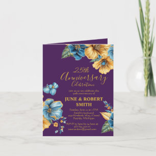 Invitación Aniversario del boda de Golden Blue