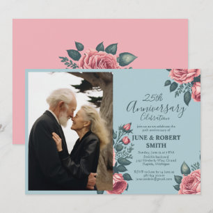 Invitación Aniversario del boda de Golden Blue