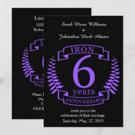 Invitación Aniversario del boda de hierro 6 años