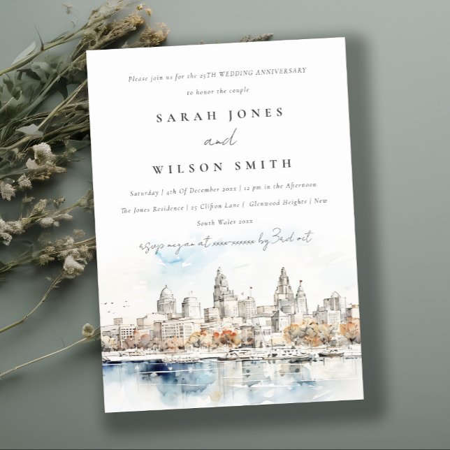 Invitación Aniversario del Boda de la acuarela de Kansas Miss (Subido por el creador)