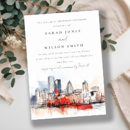 Invitación Aniversario del Boda de la ciudad de Boston Massac