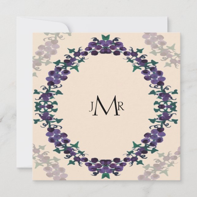 Invitación Aniversario del Boda de la corona de Grapevine (Anverso)