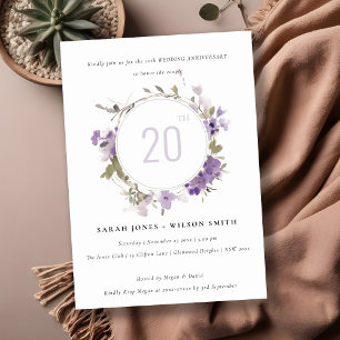 Invitación Aniversario del Boda de la floral Meadow Lilac