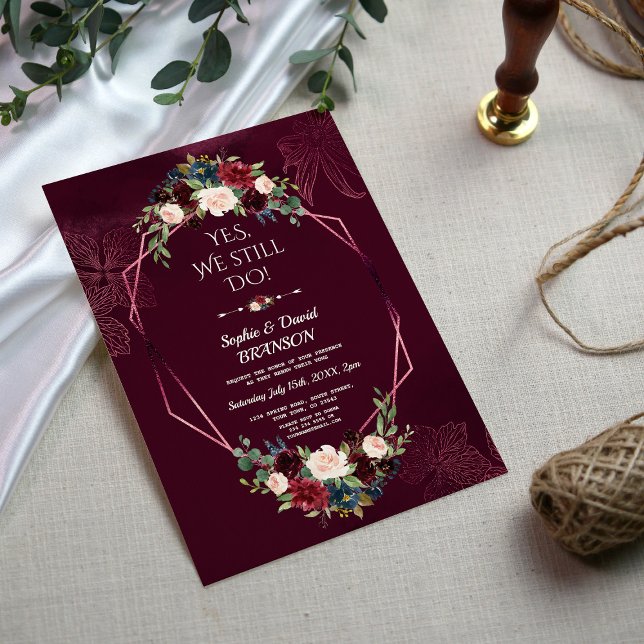 Invitación Aniversario del Boda de la Geometría Floral Real d (Subido por el creador)