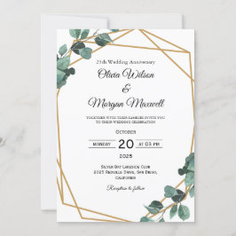 Invitación Aniversario del Boda de la moda Emerald Greenery