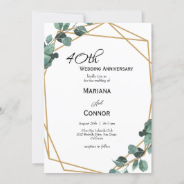 Invitación Aniversario del Boda de la vegetación romántica es